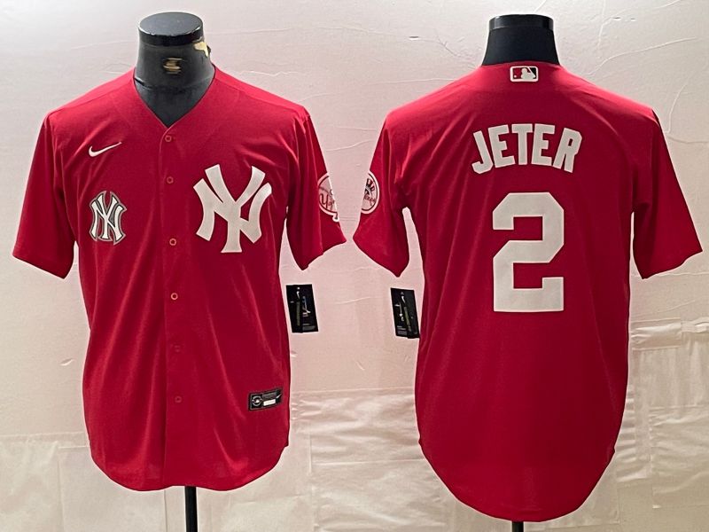 Men New York Yankees 2 Jeter Red joint name Nike 2024 MLB Jersey style 2